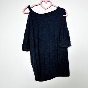 Chaser NWT Cold Shoulder Deconstructed Cut Out Open Back Top Blue Size Medium